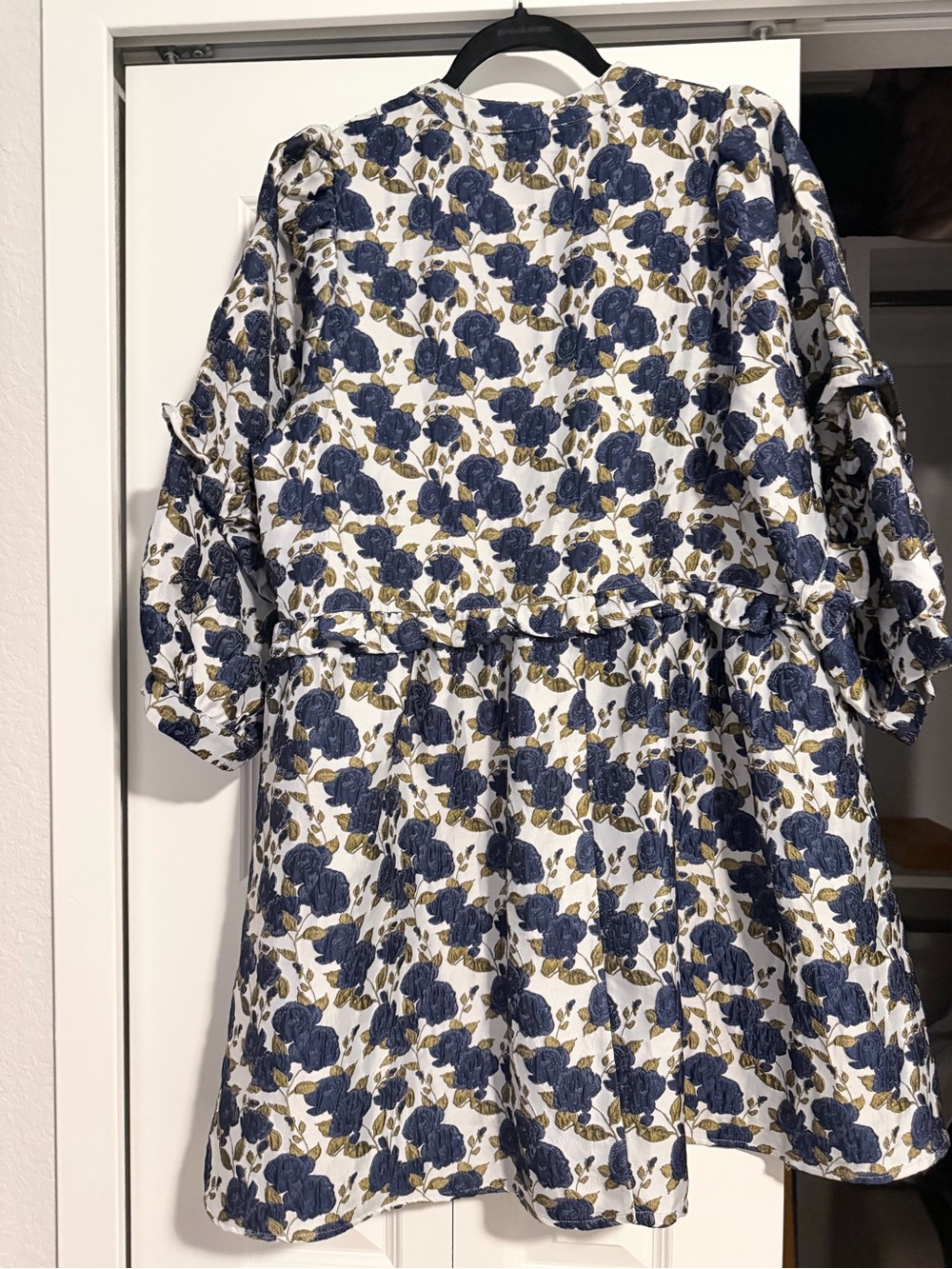 entro Blue & Gold Floral Jacquard Tunic - Picture 3 of 3